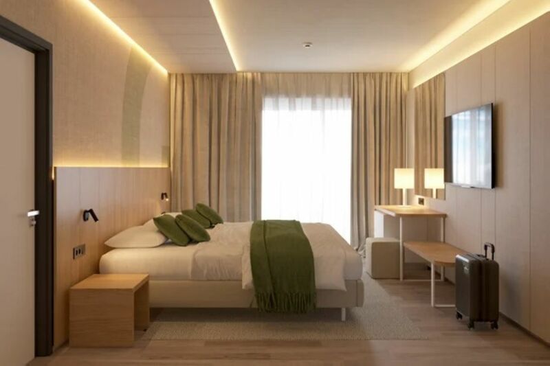 2+3 ágyas parkra néző balkonos szoba összekötő ajtóval (látványterv)